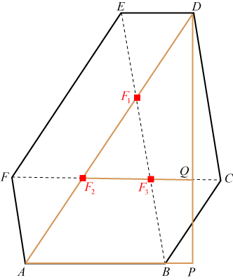 right triangle in pentagon showing how height relates to distance from base to width