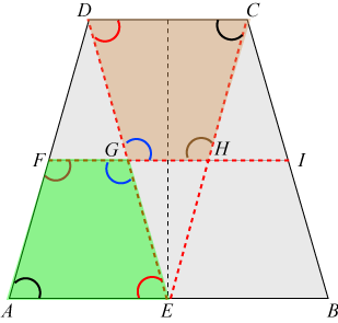 angles in the lower left trapezoid and the top rotated trapezoid