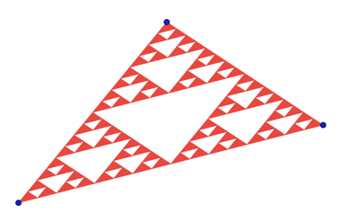 Example of a Sierpinski gasket built from a non-equilateral triangle