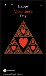 goto Youtube to watch a video version of sierpinski gasket being filled with hearts