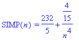SIMP(n) := 232/5+4/15/(n^4)